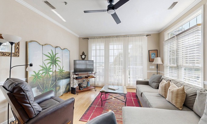 Folly Beach Villa | Oceanfront, first-level villa steps from the beach with a balcony & shared pool