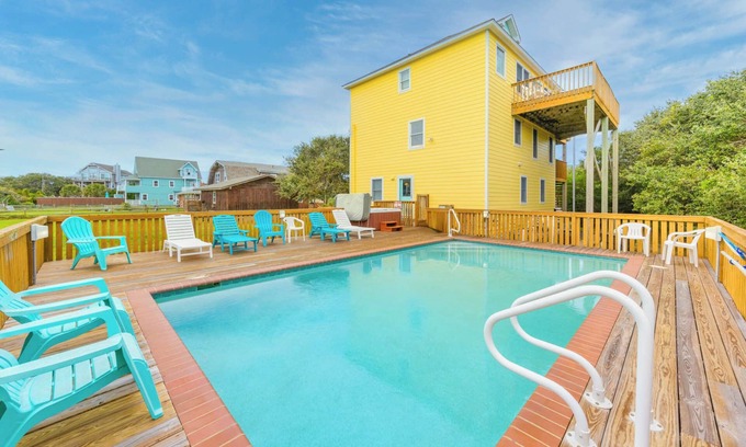 Buxton House | Oceanview and Dog Friendly Home in Buxton w/Private Pool, Hot Tub, Game Room