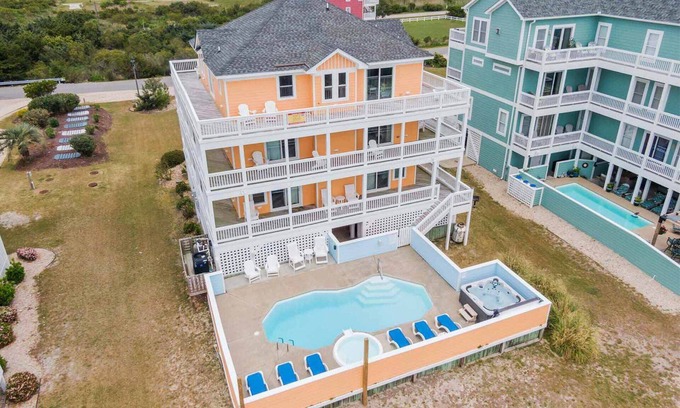 Rodanthe House | Oceanview Dog Friendly with Private Pool, Hot Tub, Elevator, Game Room, Theater