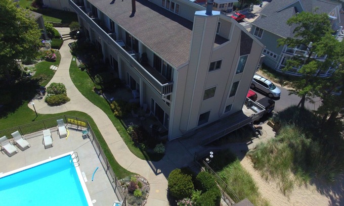 South Haven Condo | On Lake Michigan with Private Beach & Pool. Walk to Town! Every Window Lakeview!