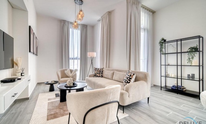 Dubai Production City Apartment | Placid 2BR with Assistant Room at Mesk 1 Midtown Dubai Production City by Deluxe Holiday Homes