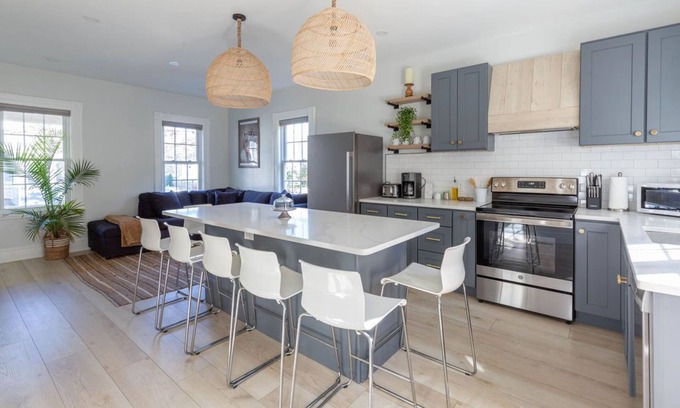 Marblehead House | Prime location in town w parking! Walk to beach, shops & harbor-Sleeps 9