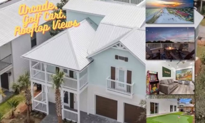 Miramar Beach House | Private Beach Access-Pet Friendly-Sleeps 18-Golf Cart-Pool-Putting Green-Games