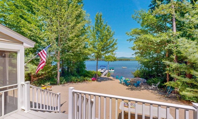 The Bays House | Quiet lakefront home w/private beach, dock, screened porch and stunning views