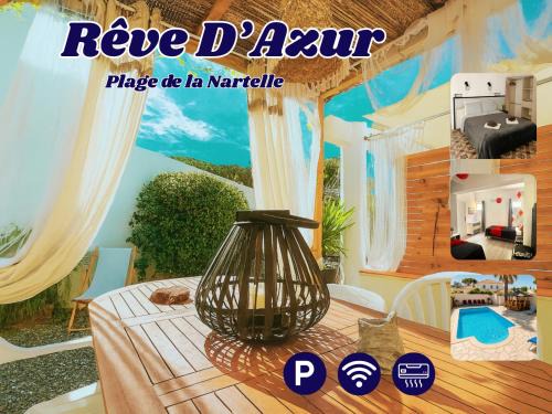 La Nartelle House | Rêve D'azur plage de la Nartelle, maison Julia avec Piscine partagée, Parking & Terrasse BBQ, Wifi et Draps Inclus