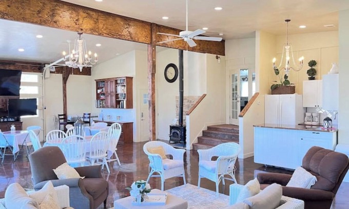 Nampa Other | Red Roof Farmhouse has beds for 27, a 12 person swim spa, 1350 sq ft activity rm