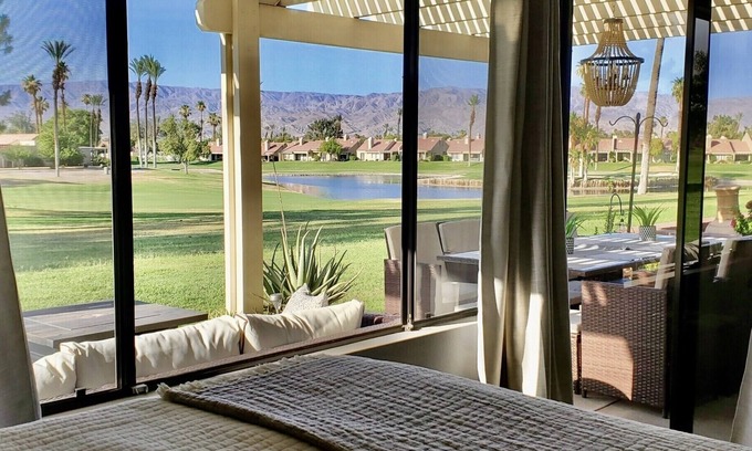 Palm Desert Condo | Relaxing desert retreat with amazing mountain and lake view on the 7th fairway!
