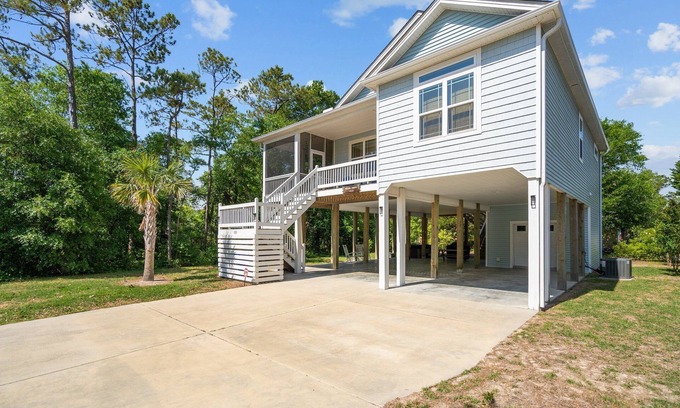 Long Beach House | Relaxing Screened Porch, Hot Tub, and Walk to the Beach