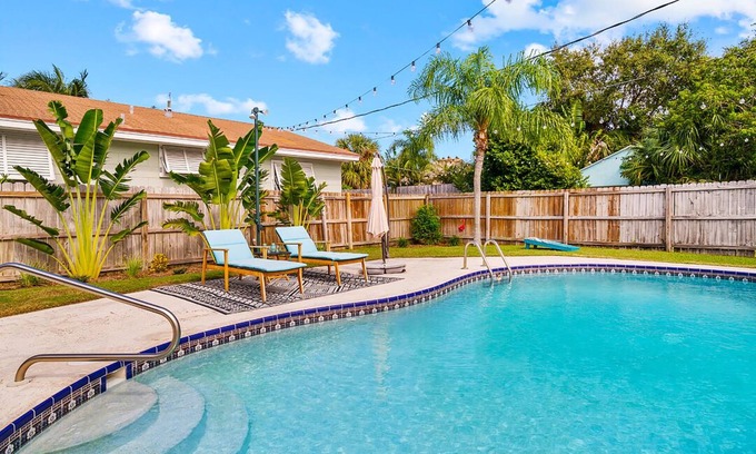 Mango Groves House | Remodeled historic boho-bungalow w/private pool at Lake Worth Beach.