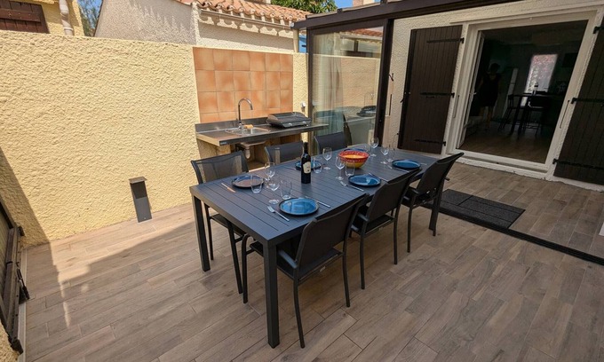 Port Leucate Villa | Renovated 2-BR Villa with AC, Private Terrace & Pool Access