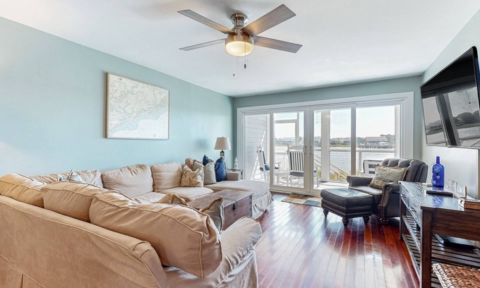 Folly Beach Condo | Riverfront condo near Folly Beach with balcony, views, outdoor pool & tennis