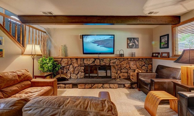 Littleton House | Rustic Secluded Oasis with Deck, Yard, Fireplace and Firepit
