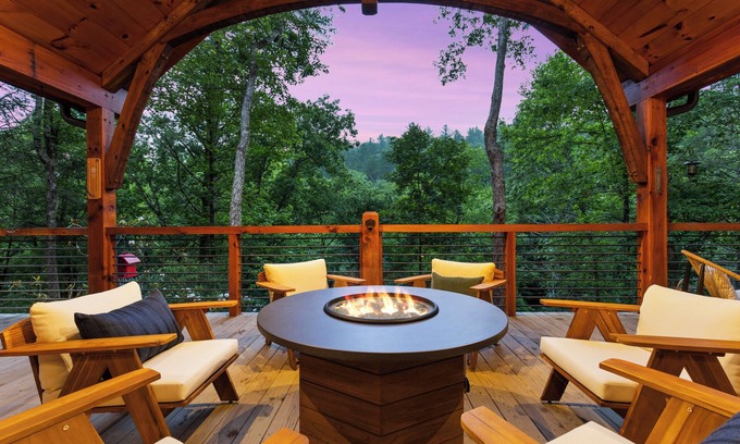 Cherry Log Cabin | Sacred Creek Retreat - On-site Fishing & Hiking | Creekside Firepit | Sauna | Hot Tub | Arcade | Theater Room