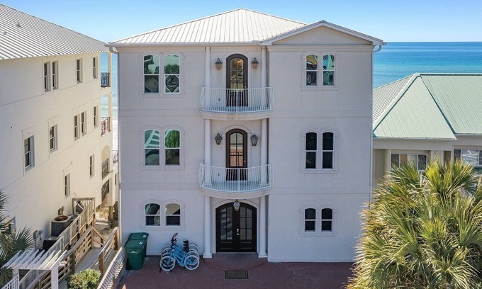 Delos House | Sanctuary at Frangista Beach - Huge Beachfront Home with Ocean Views, Private Pool & Theater
