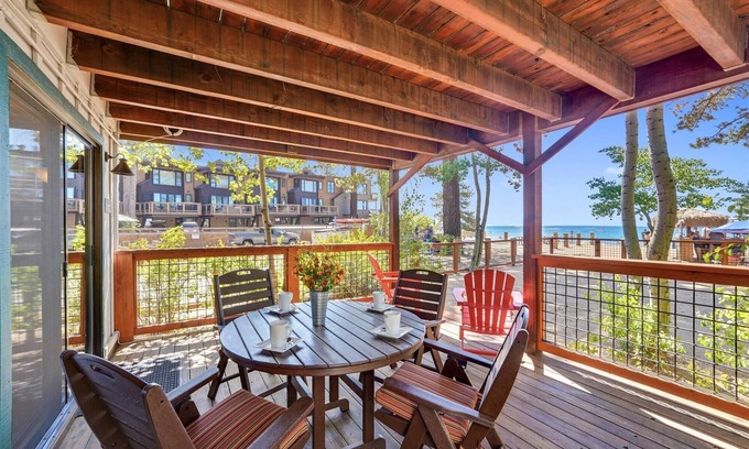 Kings Beach Condo | Sandy yard that backs to the Beach! Walk to town -Lakefront on the Beach