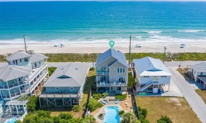Surf City House | Sea Dragon - 6BR, Great Ocean Views, Pool, Hot Tub, Dog Friendly!