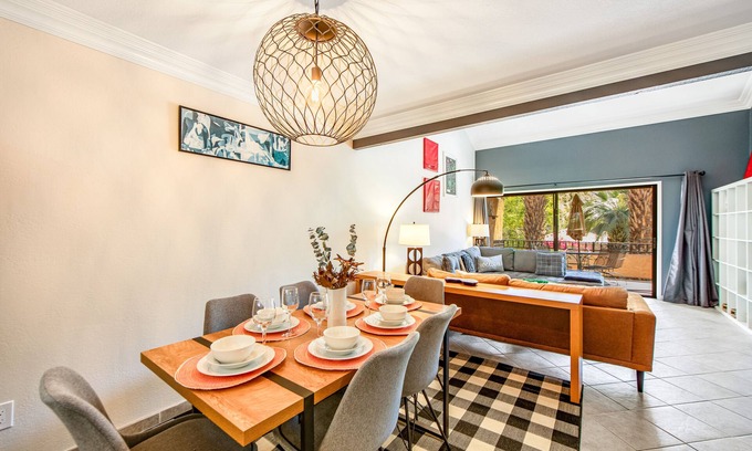 Palm Springs Apartment | Second-floor condo with gorgeous view, pool, hot tub & tennis - 2 dogs OK