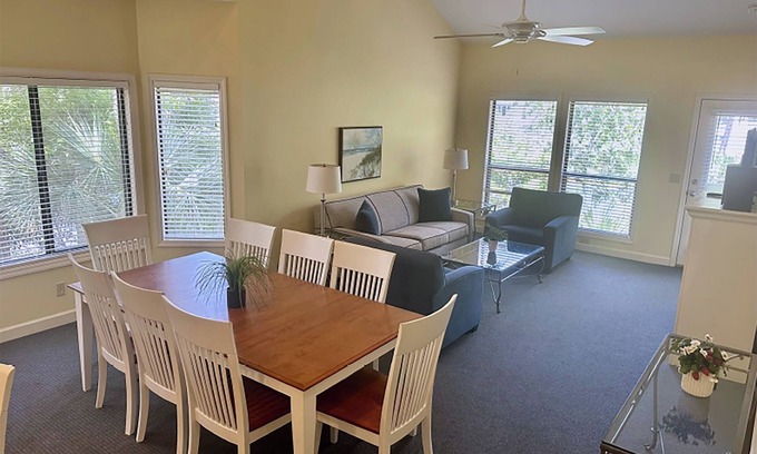 Hilton Head Resort | Shaded 2BR Nature Escape with Bikes, Porch Lounging and Peaceful Water Backdrop