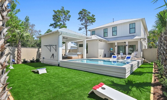 West Panama City Beach House | “Shore to Please” Private Heated Pool, Bikes, Dock