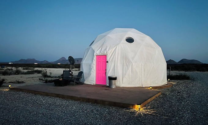 Study Butte-Terlingua RV Rental | Southern Boho inspired Geodesic Dome nestled up next to Big Bend National Park.