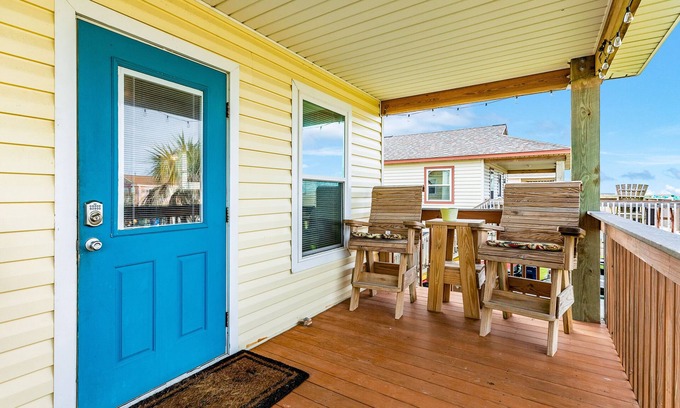 Surfside Beach House | Spacious beach home with water-view, balcony, firepit, & washer/dryer