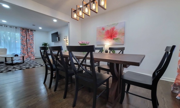 Wheaton House | Spacious open concept home w/game room + firepit