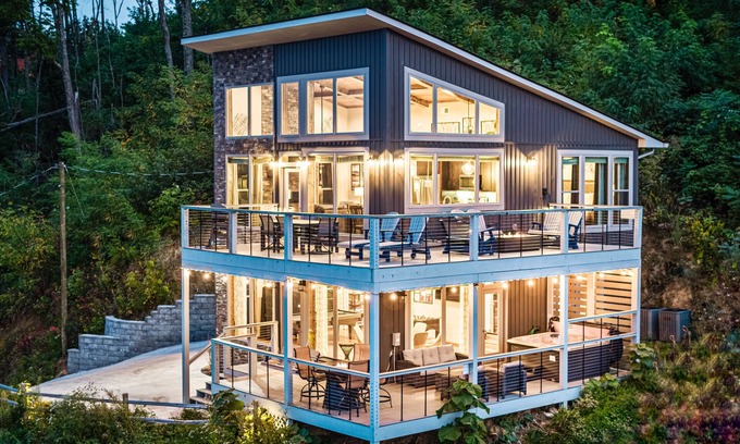 Chalet Village North Cabin | SPECTACULAR Modern Luxury Cabin! 2 Master Suites! Fire Pits! Huge Decks! VIEWS!