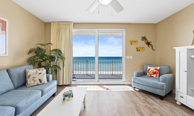 West Panama City Beach Condo | Splash 104W - Direct Beachfront, Waterpark, Pools, Lazy River, Free Activities