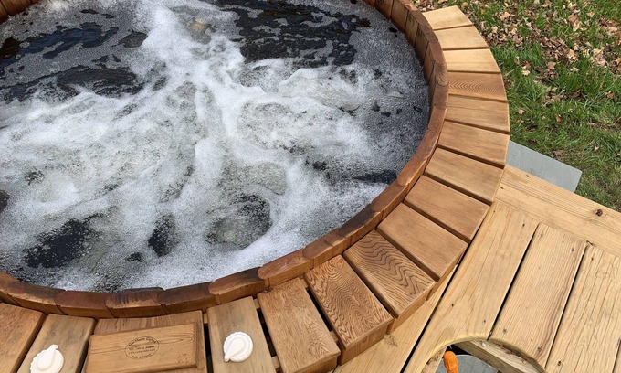 Halcottsville House | Stream side Victorian Charmer, with Cedar Hot Tub , outdoor shower, large deck.