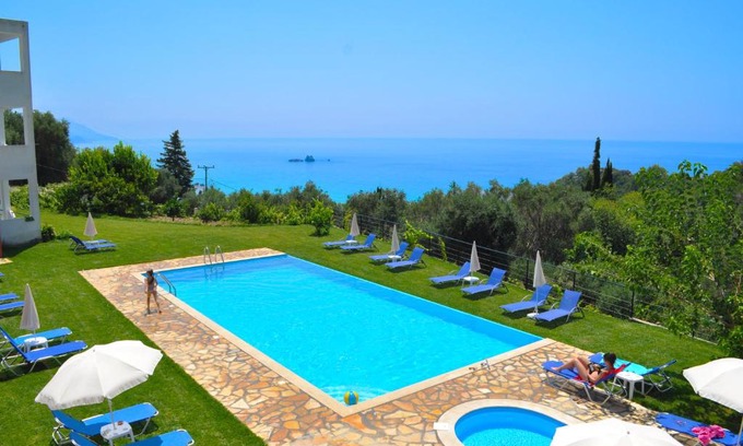 Parelia Apartment | Studio Apartments with large swimming pool and Sea view at Pelekas Beach Corfu