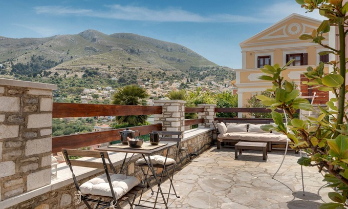 Symi Apartment | Studio 'No 7 Superior Symi Nautilus' with Sea View, Wi-Fi and Air Conditioning