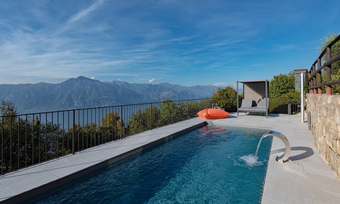 San Zeno di Montagna Villa | Stunning Lake & Mountain View, private heated salt pool, BBQ,garden,garage,fence