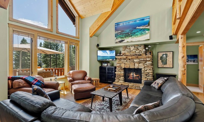 Tahoe Vista Cabin | Stunning Lake Tahoe Views, Private Hot Tub, Game Room, and Halfway Between Northstar & Palisades!
