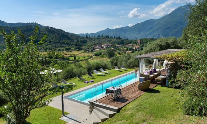 Camaiore Villa | Stunning private villa with sauna, hot tub, WIFI, private pool, A/C, TV, patio, close to Viareggio