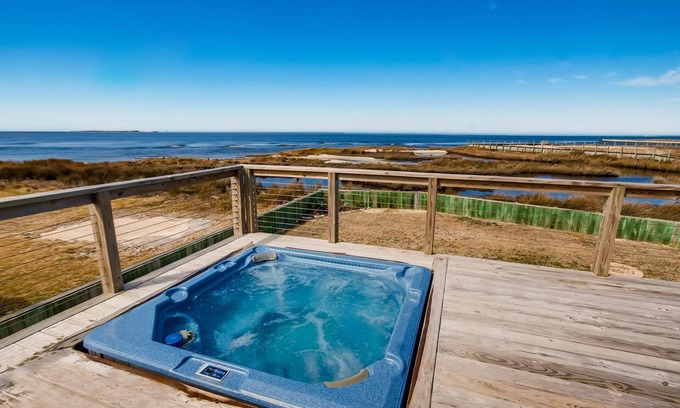 Avon House | SUMMER SAVINGS -Soundfront Dog Friendly Hatteras Home w/Hot Tub and Water Views
