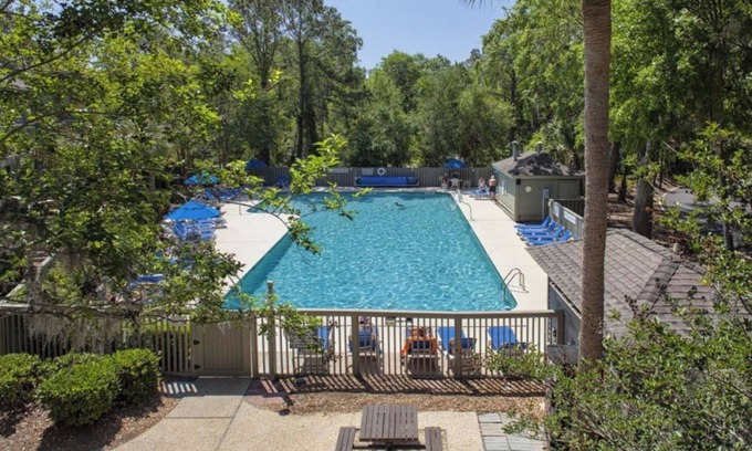 Hilton Head Resort | Sun-Drenched 3BR Villa with Breezy Porch, Lagoon Views, Bikes and Pool Access