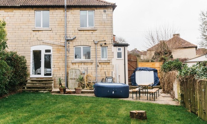 Bath House | Sunny Home With Hot Tub, En-Suites & Free Parking