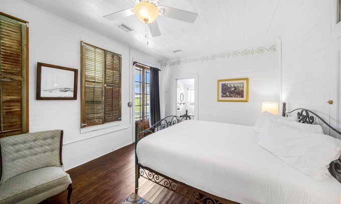 Historic Downtown Apalachicola Apartment | Sunset Views & Balcony Access, King Bedroom