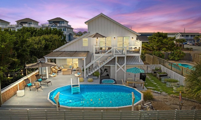 Surf City House | Surf Gypsy - Dog friendly, ocean views, heated pool, hot tub & steps from beach!