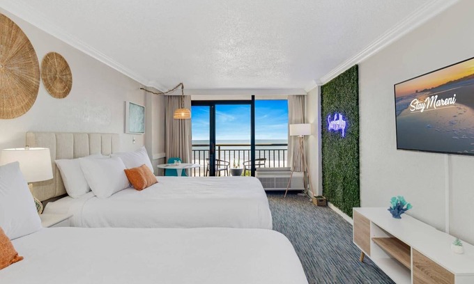 Downtown Myrtle Beach Condo | Surf Pavilion by StayMareni - Neon 2 Queen Beds Suite
