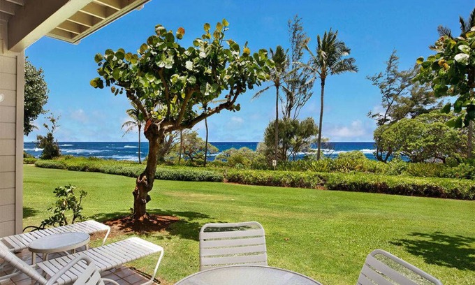 Lihue Condo | Sweet Ground Floor Suite w/WiFi, Lanai, Kitchen, Flat Screens, DVD–Kaha Lani 122