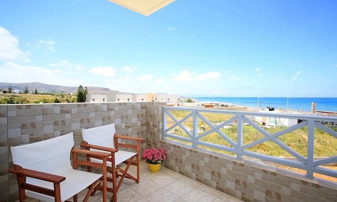 Gouves Apartment | Swim, sunbathe, relax in beach front apt Theodosia