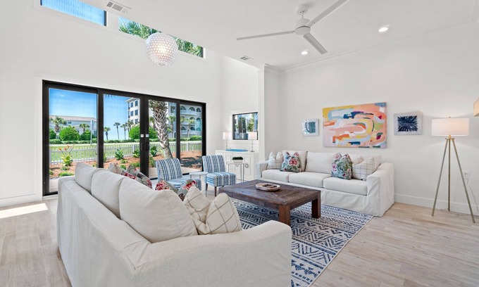 Crystal Beach House | The 19th Hole with Pool and Beach Chair Setup