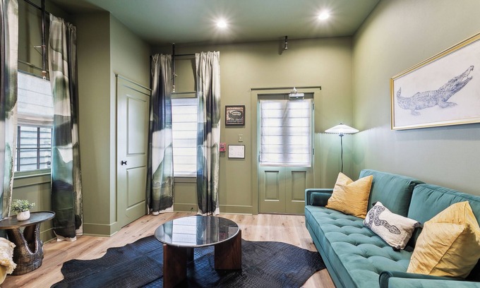 New Orleans Hotel | The Bayou Room at Faubourg Orleans. Queen Suite with living area and kitchenette