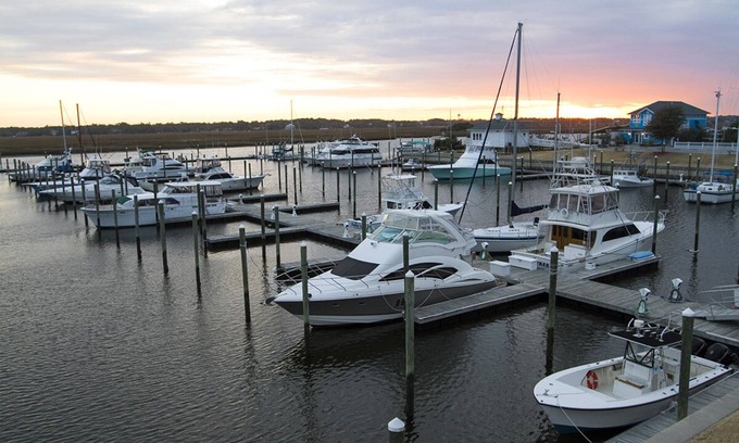 Southport Condo | The Inn at South Harbor - Waterfront Condo : Sunrise and Sunset Views : Marina