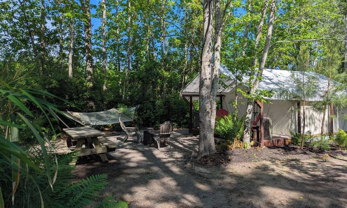 Supply RV Rental | The Rustic Glamping Tent Where Coastal Charm Awaits – 2 Miles from Holden Beach