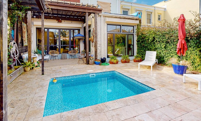 Warrington House | Unique & stylish home with private plunge pool, patio, central AC & washer/dryer