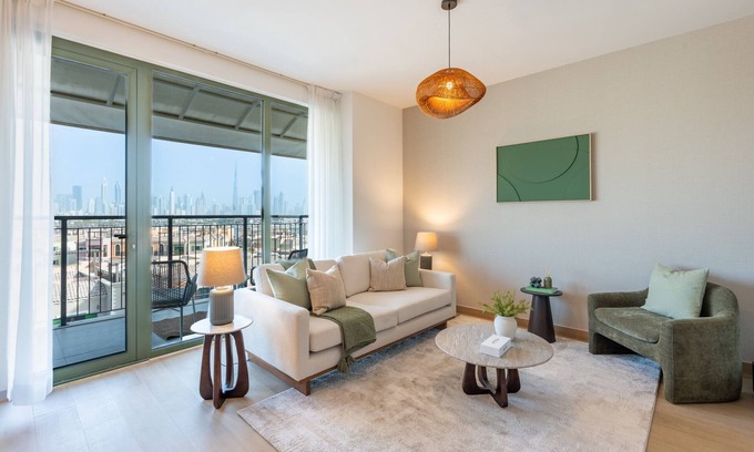Dubai Apartment | Urban Beachside 2BR with a Glimpse of Burj Khalifa, Near Jumeirah Beaches