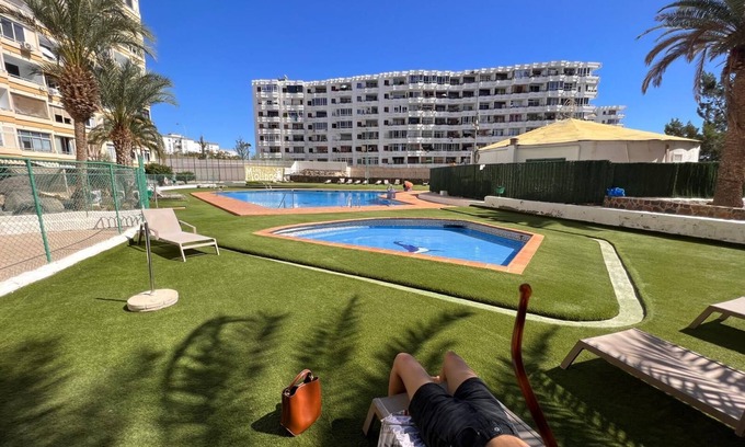 Playa del Ingles Apartment | Vacation Apartment 'Mirador Los Molinos' with Sea View, Shared Pool and Shared Garden
