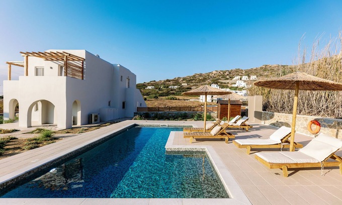 Mikri Vigla Villa | Villa 'Finest Earth Swimming Pool' with Sea View, Wi-Fi and Air Conditioning